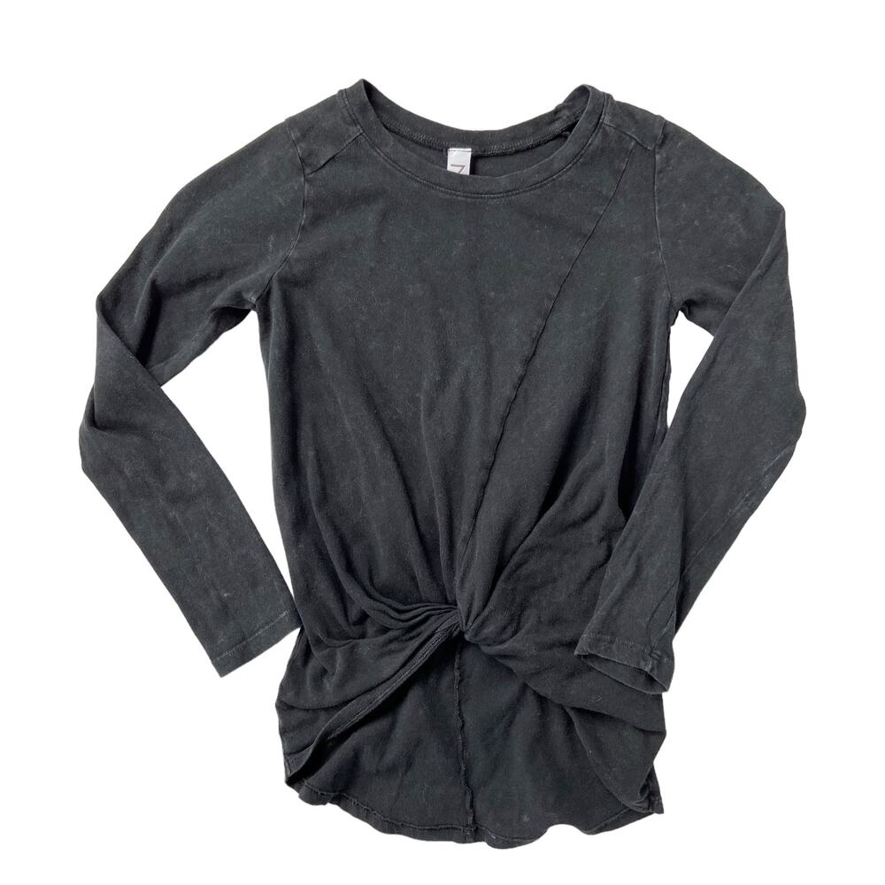 Zella Girls Size XS Long Sleeve‎ T Shirt Gray Tie Knot Waist
